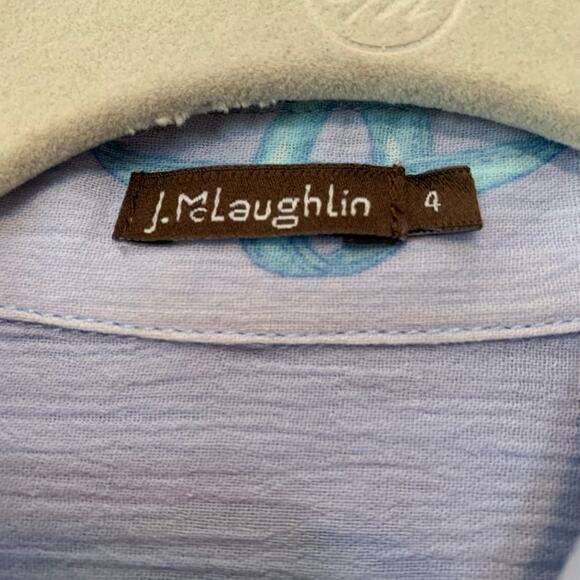 J McLaughlin Top Womens 4 Lavender Brushed Cotton Novelty Print Button Up Shirt - Picture 2 of 10
